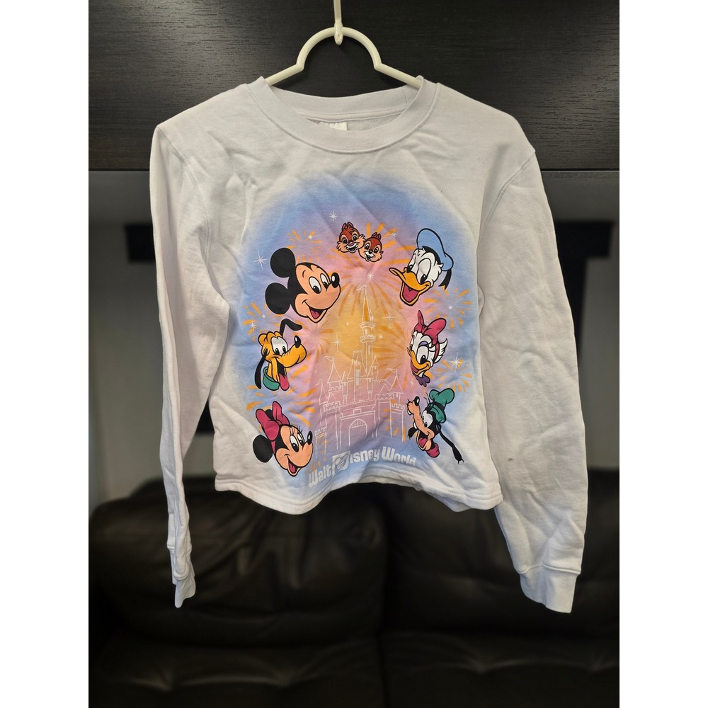 Walt Disney World Mickey Minnie Donald Daisy Goofy Cropped Sweatshirt Small